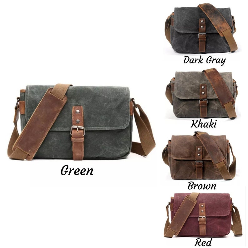 Waxed Canvas Camera Bag Personalized Messenger Bag Camera Etsy