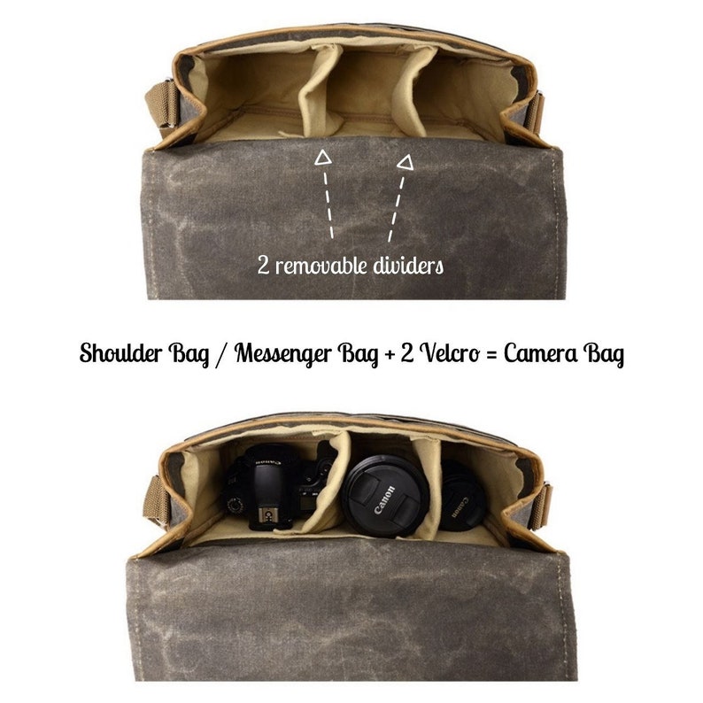 Waxed Canvas Camera Bag Personalized Messenger Bag Camera Etsy