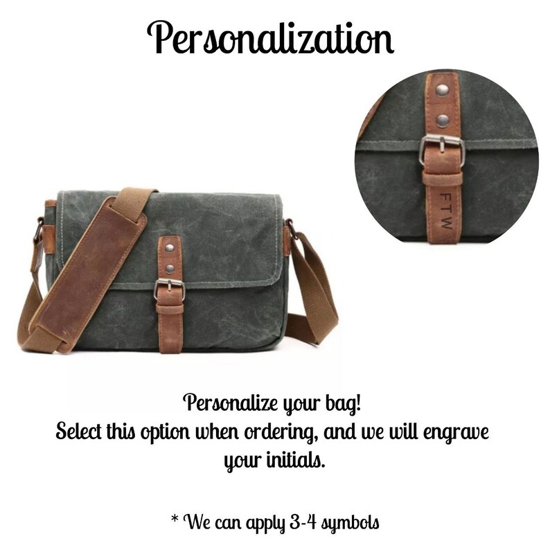 Waxed Canvas Camera Bag Personalized Messenger Bag Camera Etsy