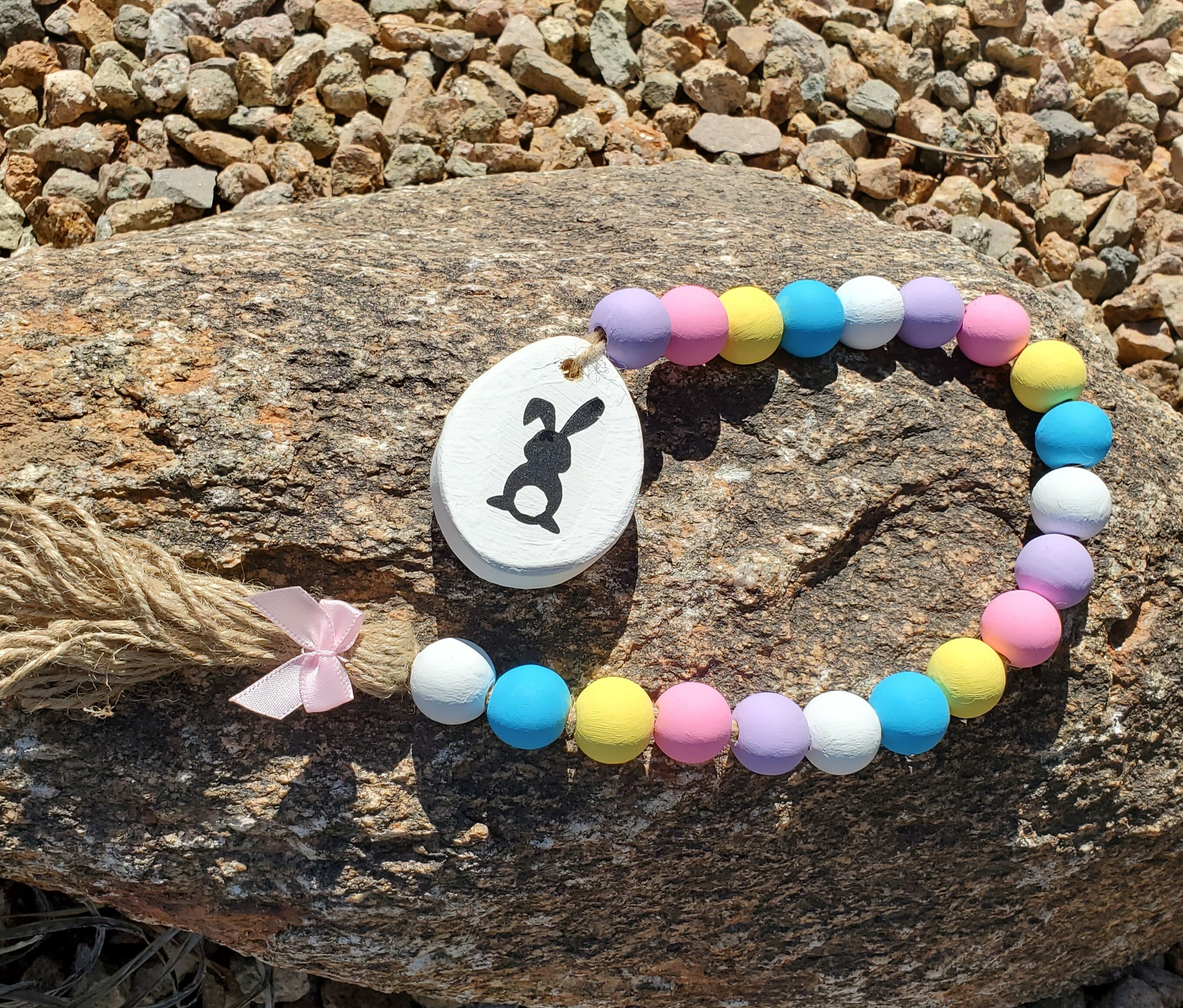 Easter Wood Bead Garland Easter Tiered Tray Easter Wood Etsy