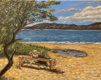 San Francisco Quiet Beach Wall Art Original Oil Painting 24”X18"