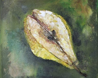 Pear Cut Wall Art Wall Decor Impasto Original Oil Painting 8x8 in