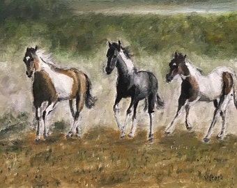 馬 水彩画風 ウォールアート パネルアート 走る馬の絵画：風水壁アート、幸運の室内装飾（135 x 85 cm） - Etsy 日本