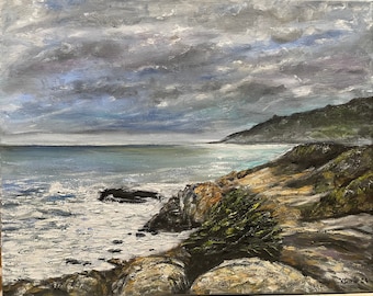 Fort Ross California Mendocino County Seascape Landscape Wall Art Original Oil Painting 16 x 20 in