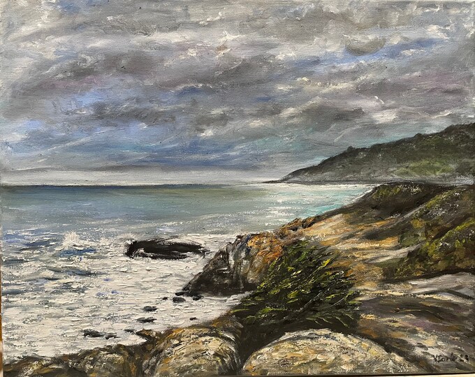 Fort Ross California Mendocino County Seascape Landscape Wall Art Original Oil Painting 16 x 20 in