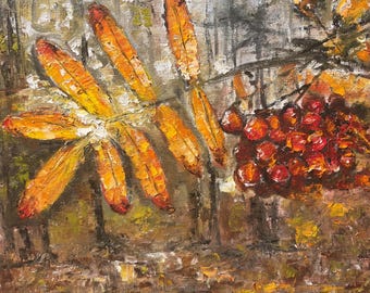 Autumn Leaves & Berries Original Oil Painting 11"X14"