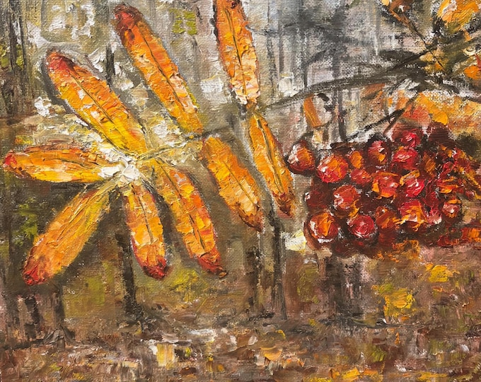 Autumn Leaves & Berries Original Oil Painting 11"X14"