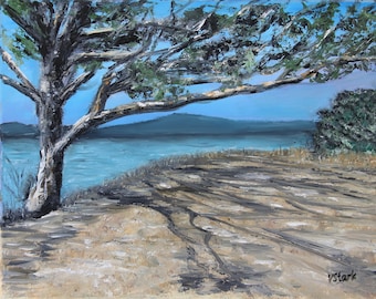 Coastal Tree Wall Art Wall Decor Original Oil Painting 11x14 in