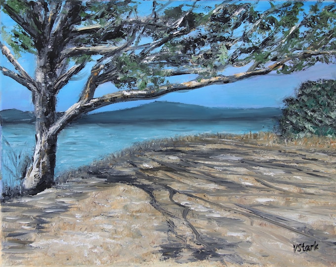 Coastal Tree Wall Art Wall Decor Original Oil Painting 11x14 in