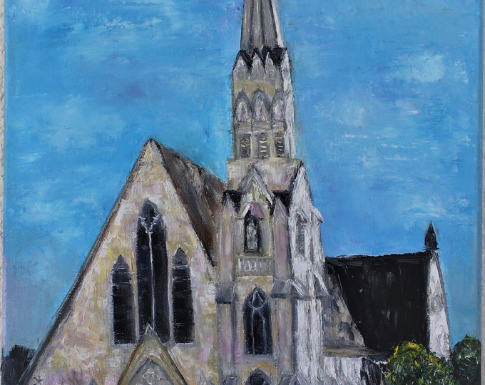 Napa California Church Chapel Wall Art Wall Decor Original Oil Painting 12 x 16 in