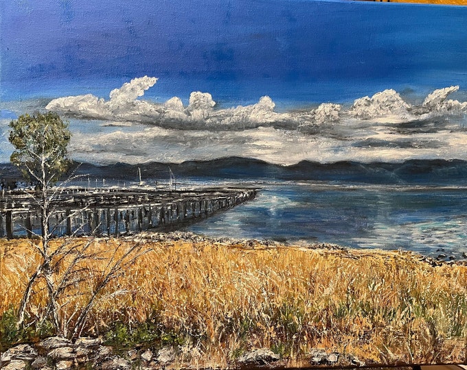 Lake Tahoe Quiet Harbor Wall Art Original Oil Painting 20"x16”