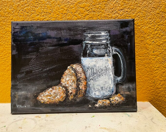 Glass Jar Wall Art Original Oil Painting 9x12 in