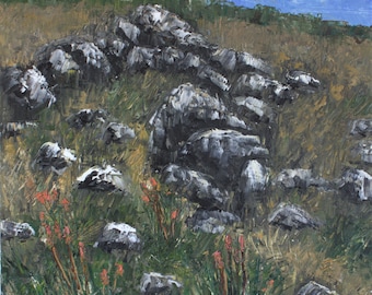 California Landscape Rocks Wall Art Original Oil Painting 11 x 14 in