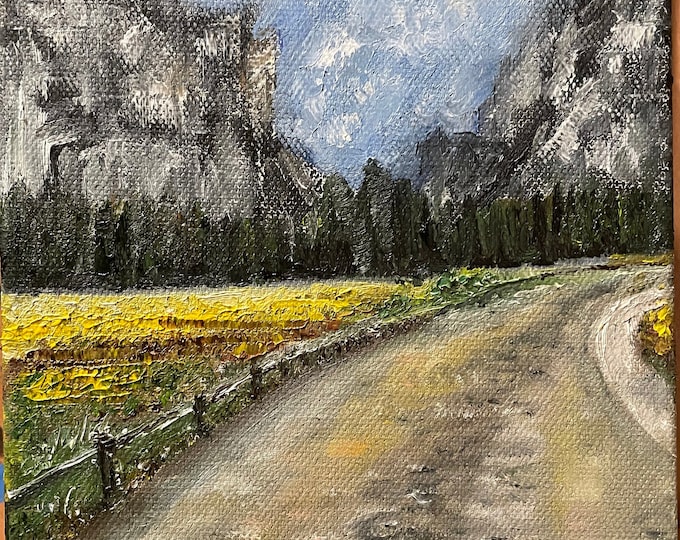 Yosemite Valley Path to the Montains Wall Art Original Oil Painting 6" x 6"