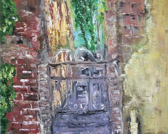 Old Town Abstract Wall Art Wall Decor Original Oil Painting 9x12 in
