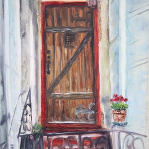 Door House Entrance Wall Art Wall Decor Original Oil Painting 9x12 in