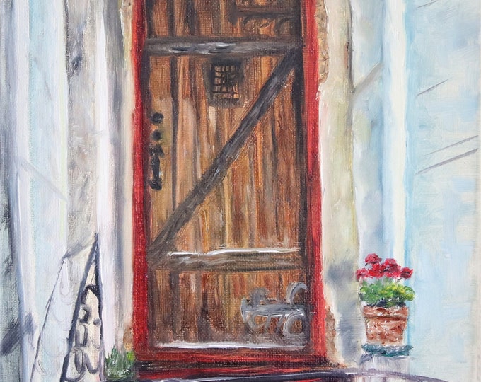 Door House Entrance Wall Art Wall Decor Original Oil Painting 9x12 in