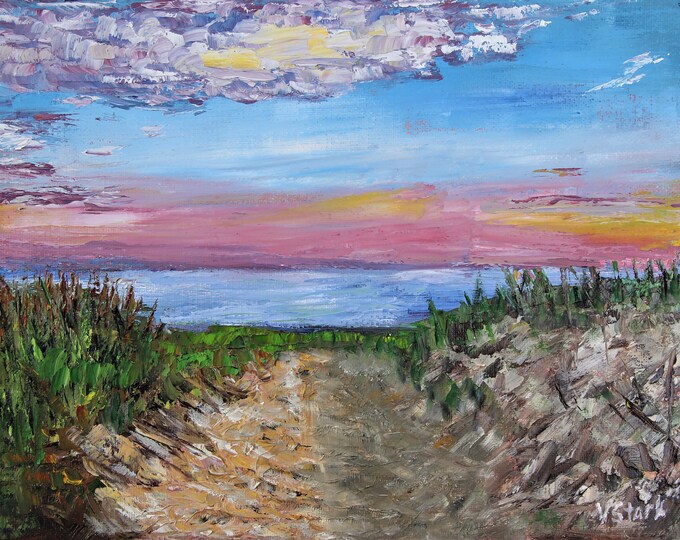 Path to the Sea Wall Art Wall Decor Abstract Original Oil Painting 9x12 in
