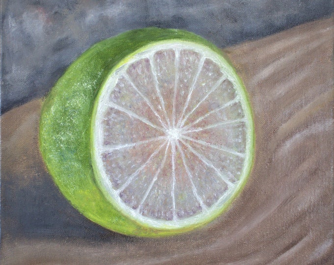 Lime Still Life Wall Art Wall Decor Original Oil Painting 11 x 14 in