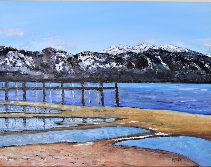 Tahoe Vista California in Spring Lake Tahoe Wall Art Wall Decor Original Oil Painting 18 x 24 in