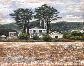 Half Moon Bay - Coastal Landscape Original Oil Painting Wall Art 20"X16"