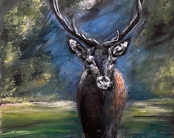 Deer Wall Art Original Oil Painting 12"x16”