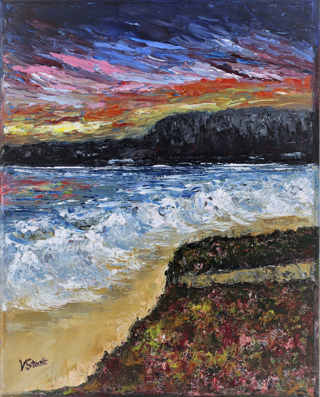 California Sunset Impasto Wall Art Wall Decor Original Oil Painting 8 X ...