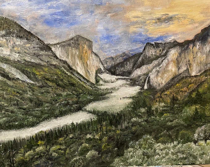 Yosemite Valley Landscape Wall Art Original Oil Painting 20" x 16"