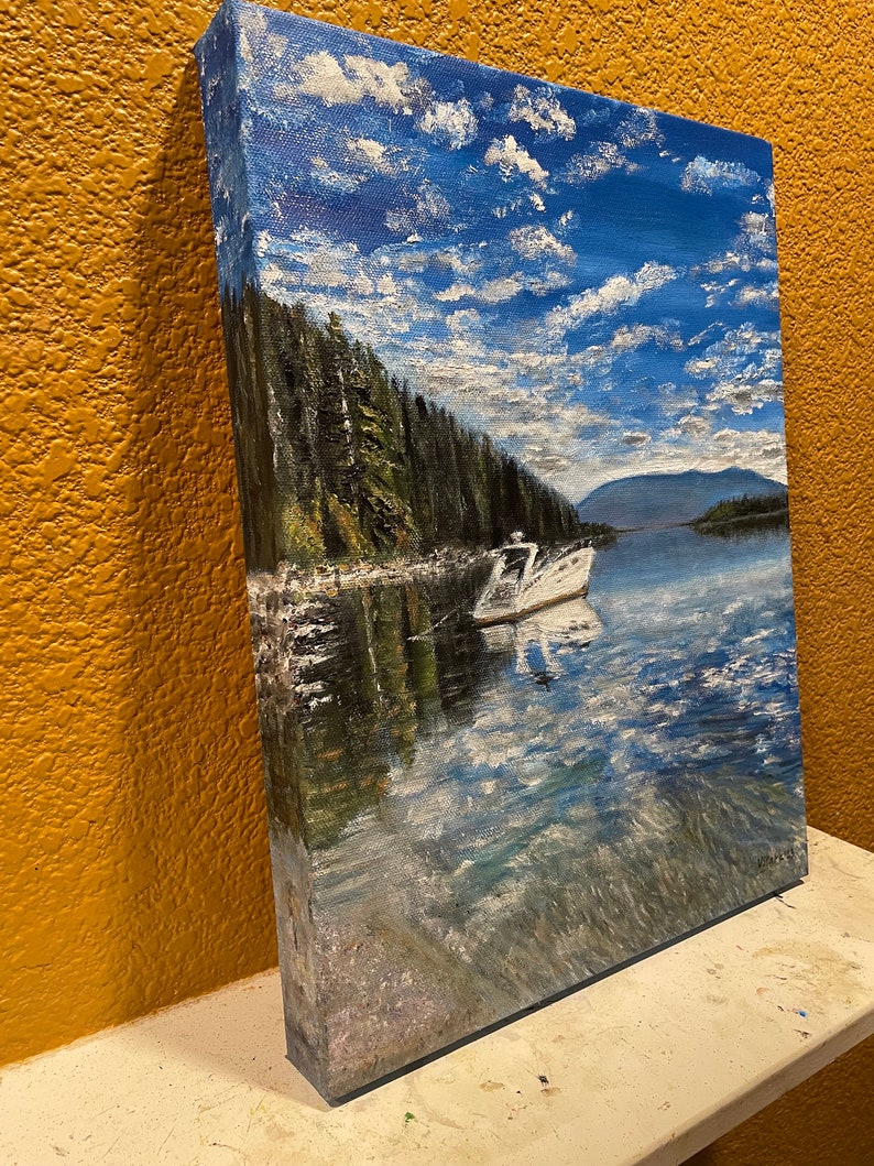 Lake Tahoe Fishing Boat Wall Art Original Oil Painting Etsy
