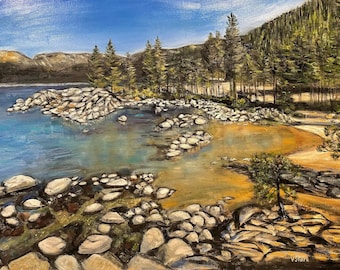 Lake Tahoe Wall Art Original Oil Painting 18 X 24 in