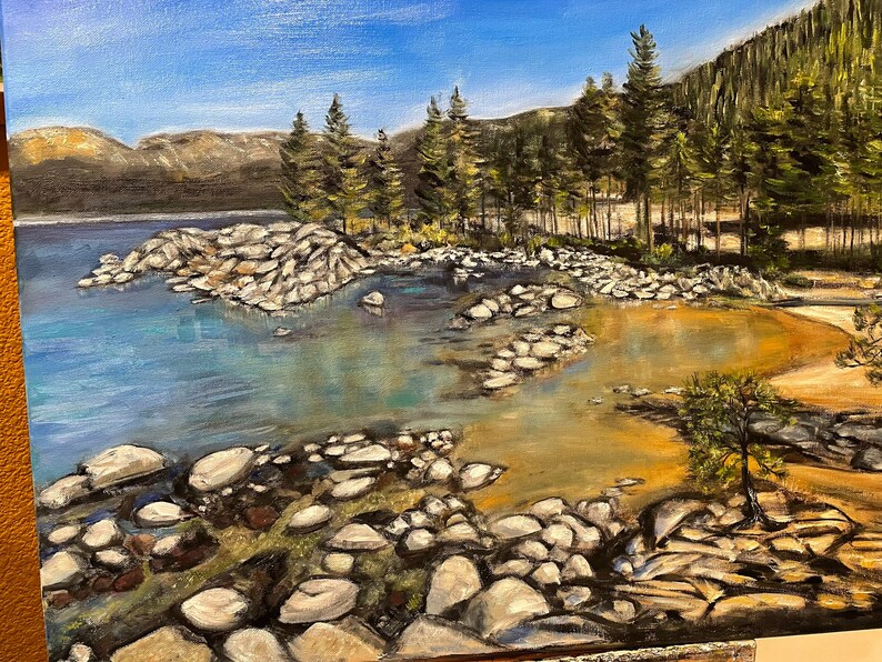 Lake Tahoe Wall Art Original Oil Painting 18 X 24 In Etsy