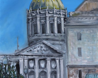 City Hall Fan Francisco Landmark Wall Art Wall Décor Original Oil Painting 12 x 16 in