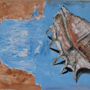 Abstract Shell Wall Art Wall Décor Original Oil Painting 9x12 in