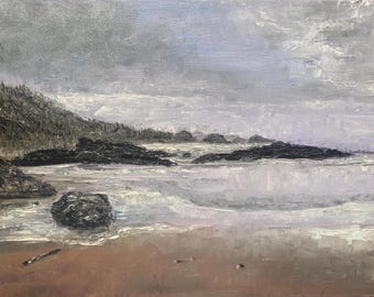 Original Oil Painting Oregon Coast Seascape 16"x12" Canvas Wall Art