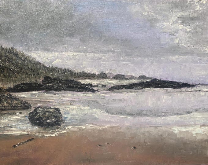Original Oil Painting Oregon Coast Seascape 16"x12" Canvas Wall Art