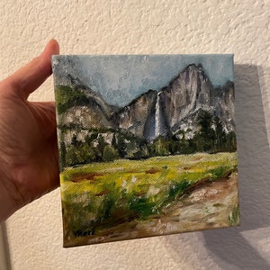 ヨセミテの滝の絵画、山の風景画、森の絵画、ヨセミテ国立公園の