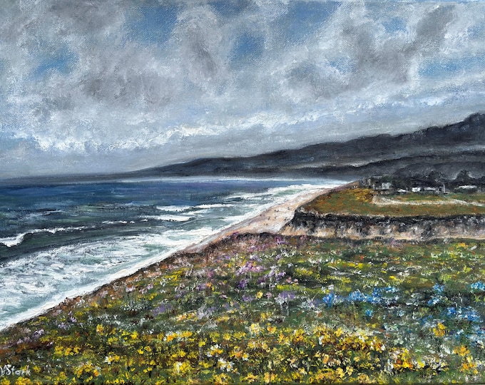 Half Moon Bay, California - Coastal Landscape Painting Printable Wall Art Ocean Seascape