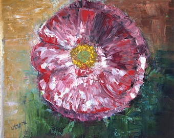 Poppy Flower Abstract Wall Art Original Oil Painting 8 x 10 in