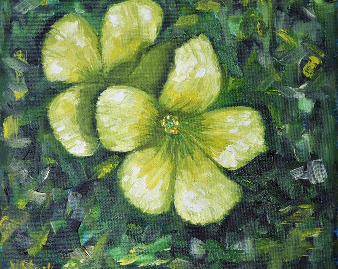 Shamrock Flower Wall Art Wall Décor Original Oil Painting 8x8 in