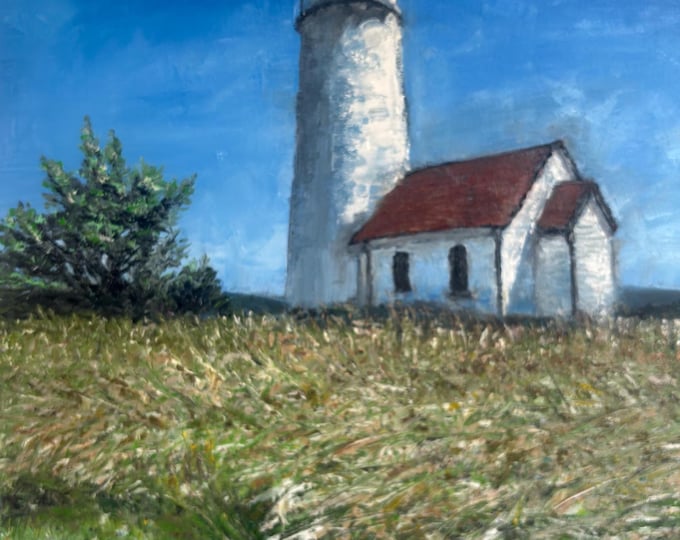 Yaquina Head Lighthouse Original Oil Painting, Oregon Coast Art, Coastal Landscape, Lighthouse Wall Art, 12"x16" Stretched Canvas