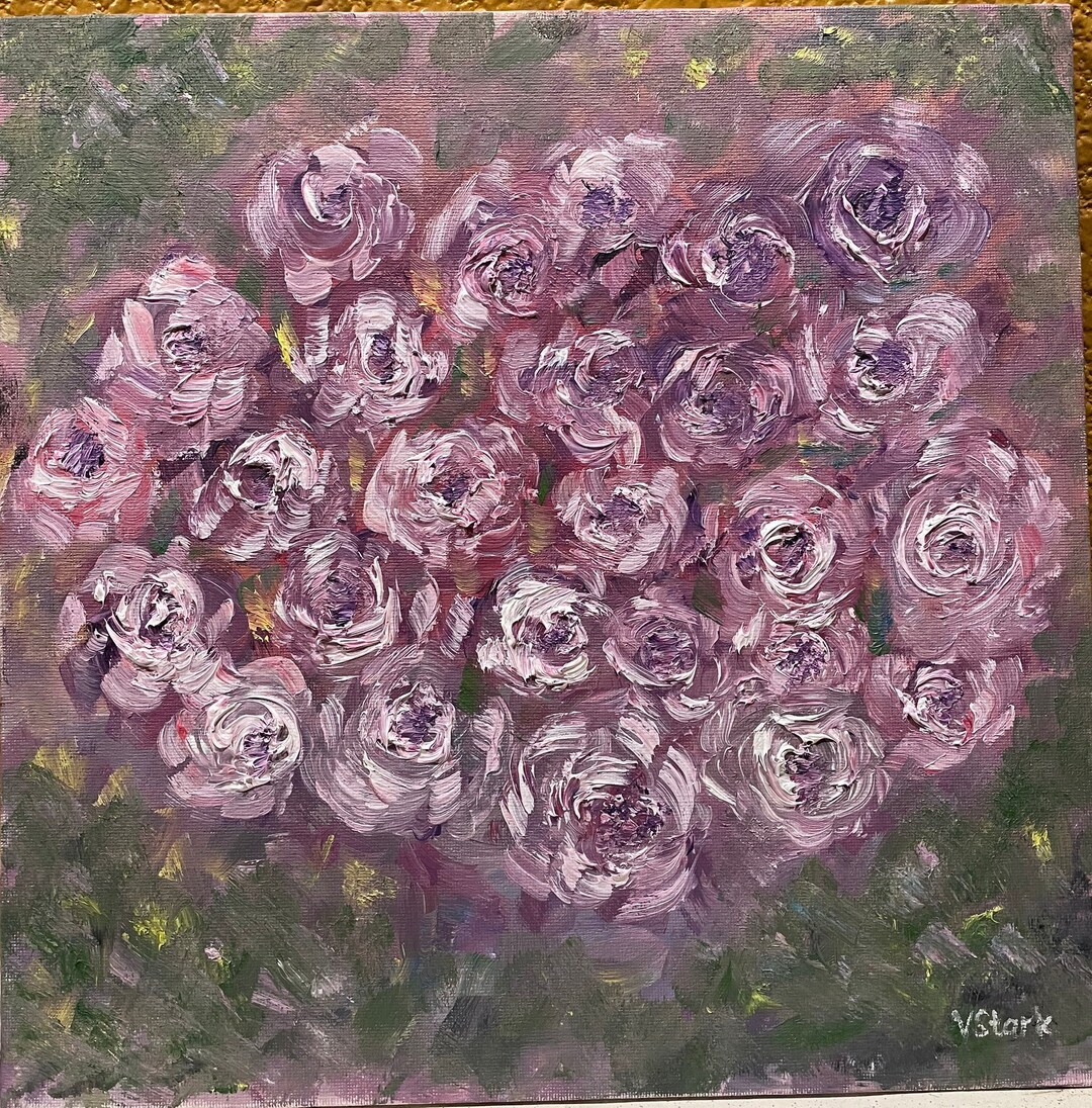 Purple Floral Impasto Wall Art Original Oil Painting 12 X 12 In - Etsy