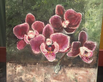 Orchid Flowers Original Oil Painting Wall Art 11"X14"