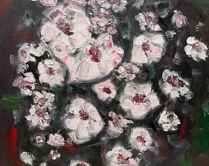 Floral Abstract Impasto Original Oil Painting 12 x 12 in