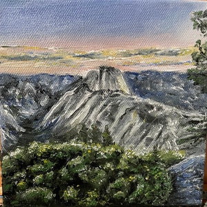 Yosemite Valley Mountain Landscape Wall Art Original Oil Painting 6&quot; x 6&quot;
