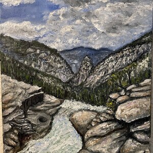 Yosemite Valley Mountain River Creek Wall Art Original Oil Painting 12&quot; x 16&quot;