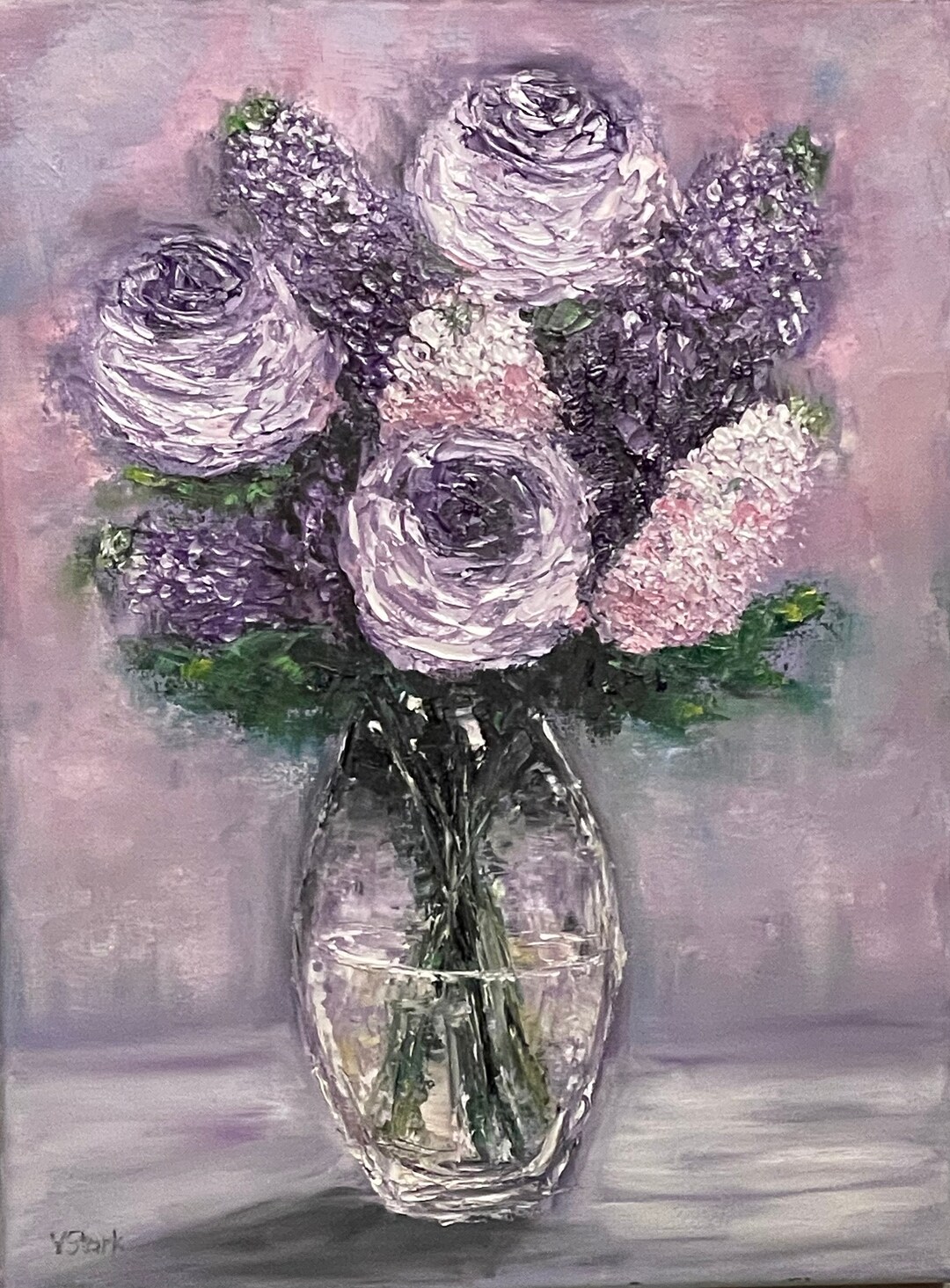 Purple Flowers in Vase Impasto Wall Art Wall Décor Original Oil ...