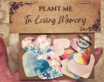 Plantable bereavement gift, sorry for your loss, funeral memorial, seed hearts, eco friendly, sympathy gift, seed bomb, in loving memory