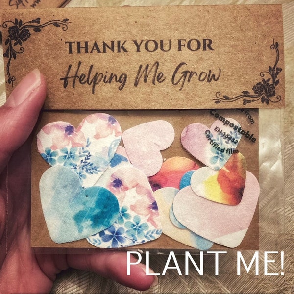 Plantable Teacher Thank You, Personalised Seed Hearts, Eco Friendly, For Helping Me Grow, Special Teaching Assistant, Nursery Staff, School