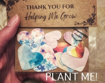 Plantable Teacher Thank You, Personalised Seed Hearts, Eco Friendly, For Helping Me Grow, Special Teaching Assistant, Nursery Staff, School