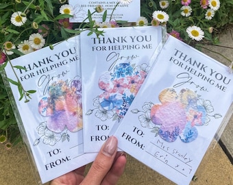 3-Pack Plantable Teacher Thank You Gifts. Wildflower Seed Paper Cards. Personalised School Teacher, Assistant Thanks, For Helping me Grow